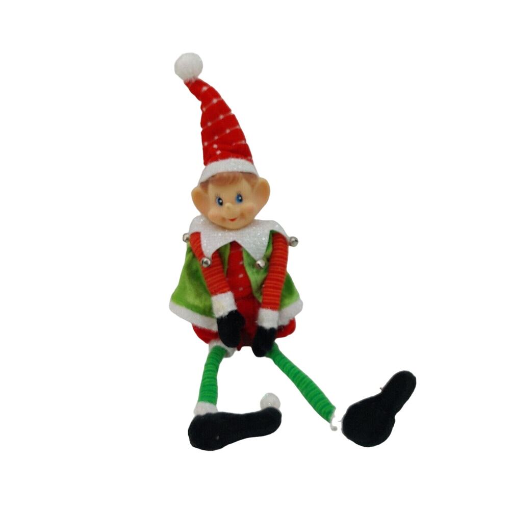 Vtg. Christmas Holiday Pixie Elf Santa hat Tree Jingle Bells
